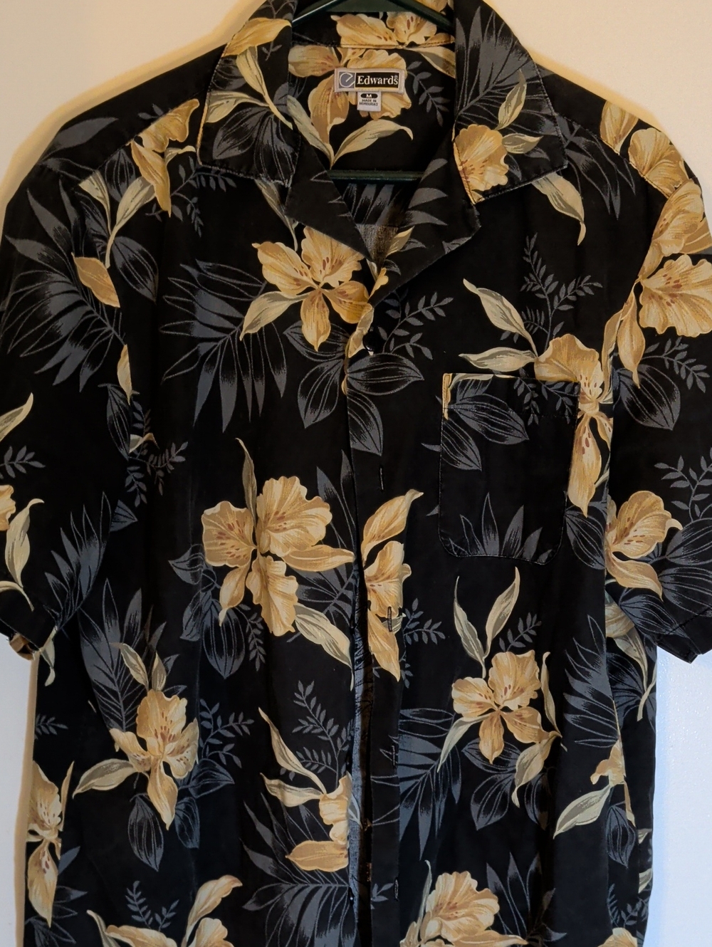 Edwards, Men's Black & Yellow Floral Short-Sleeve Shirt
